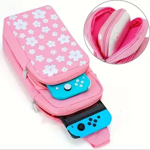 New for Switch Storage Bag, Cherry Blossom Crossbody Chest Bag, Portable Fashion Fabric Bag