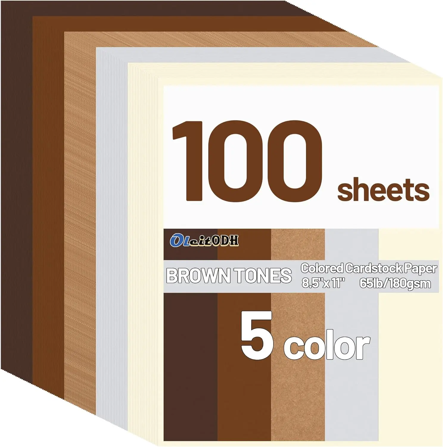 100 Sheets 8.5'' x 11'' brown Colored Cardstock, 5 Assorted brown Tone Colors Card Stock Paper 180GSM/65lb Perfect for Card Making DIY Greeting Cards Scrapbook Printing Invitation Arts and Crafts