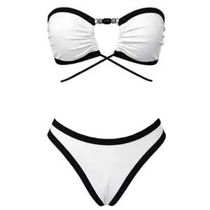 2026 New Women’s Strapless Cutout Mini Bikini Two-Piece Set — Fashionable, Sexy Low-Rise Two-Piece Swimsuit for Casual Holidays, Beachwear/Swimwear, and Hot Springs