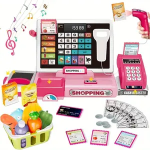 Shopping Store Cash Register Pretend Play Toy, 1 Box Shopping Store Cash Register Toy with Music, Preschool Learning Toy for Boys Girls, Pretend Play Set