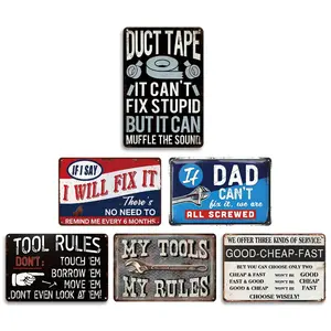 Metal Tin Garage Sign, Mechanic Tool Rules Sign, Rustic Wall Art for Garage and Man Cave Decor, Decorative Plaques