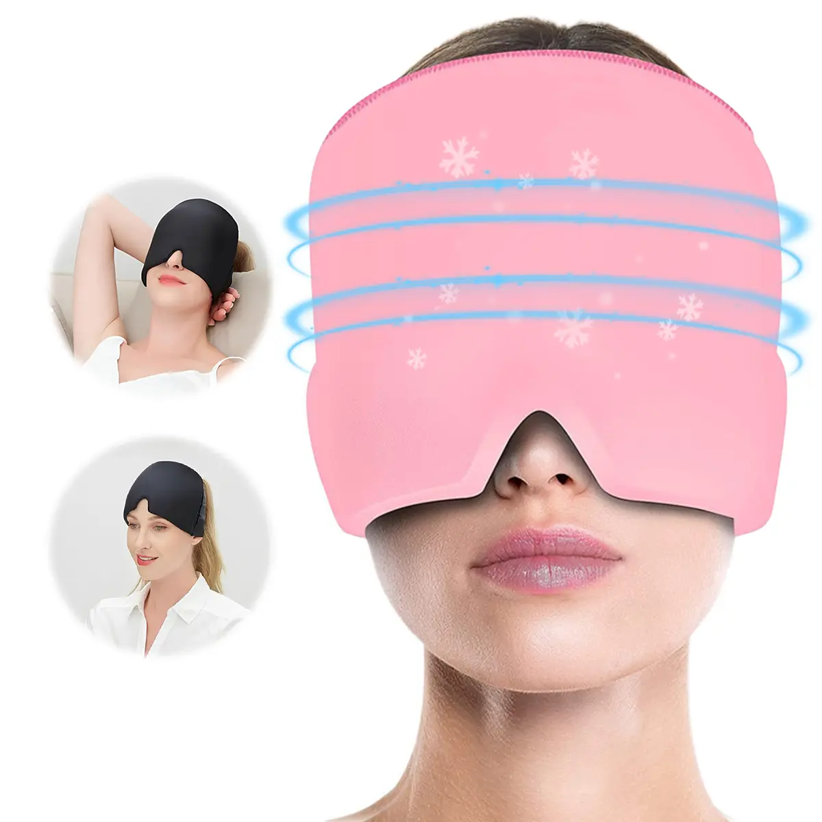 Cooling Headache Hat Ice Pack Mask, 360° Gel Head Wrap for Migraine & Tension Relief, Reusable Cold Compress Cap for Sinus Pressure, Stress, Hangover & Puffy Eyes