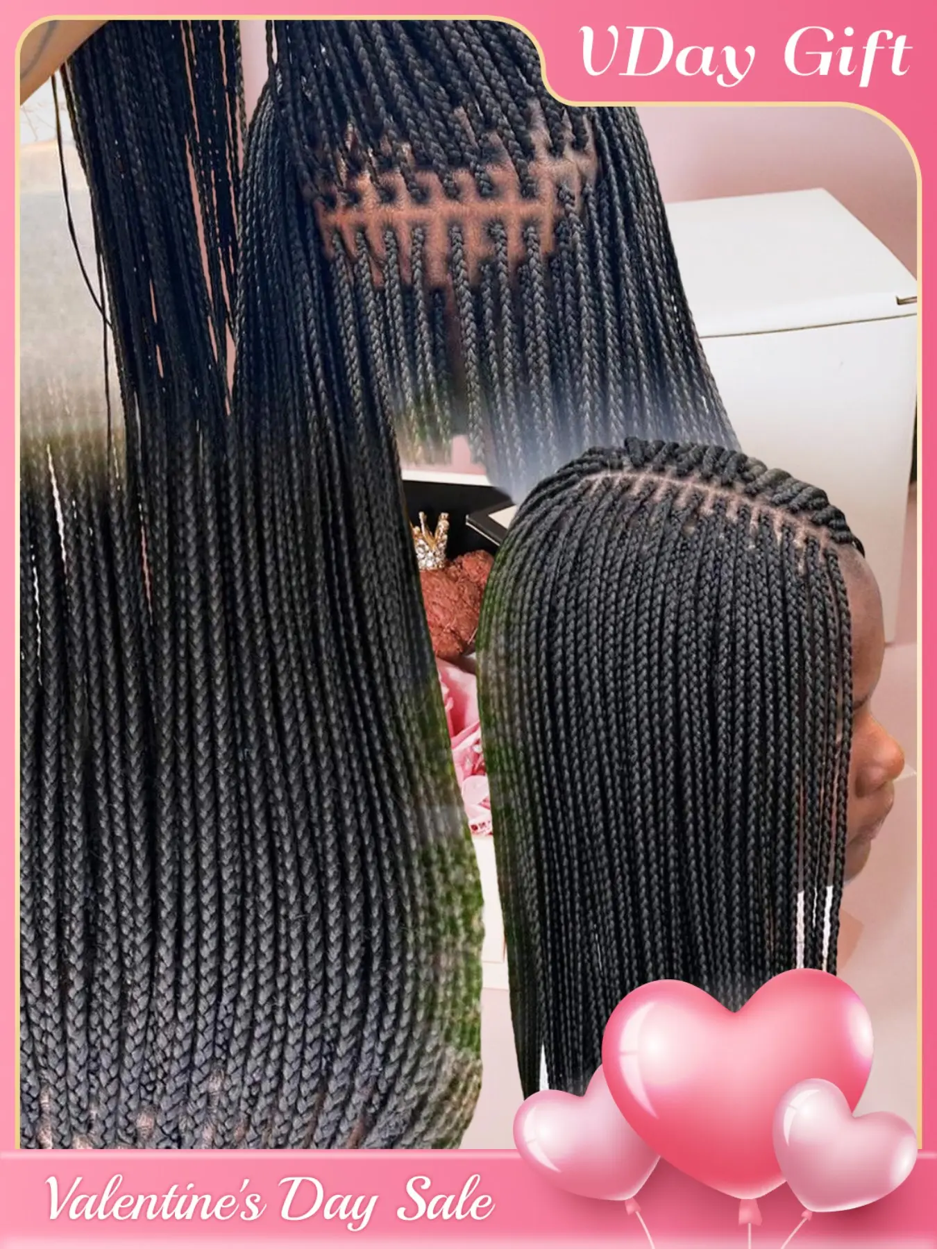 Goddess HD Full Lace Handmade Wig, Lace Braiding Wig, Unique Braided Synthetic Hair for African Women, 200% Density Long Hair, Synthetic Material Wigs, 34 Inches