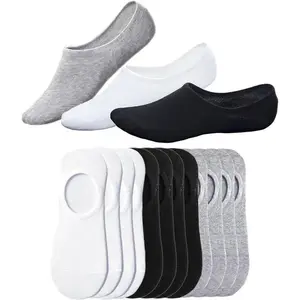 7 Pairs No Show Socks – Low Cut Invisible Liner – Non-Slip Grip Thin Cotton – Casual Athletic Socks for Men Women – Black