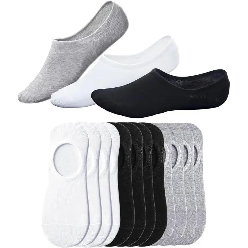 7 Pairs No Show Socks – Low Cut Invisible Liner – Non-Slip Grip Thin Cotton – Casual Athletic Socks for Men Women – Black