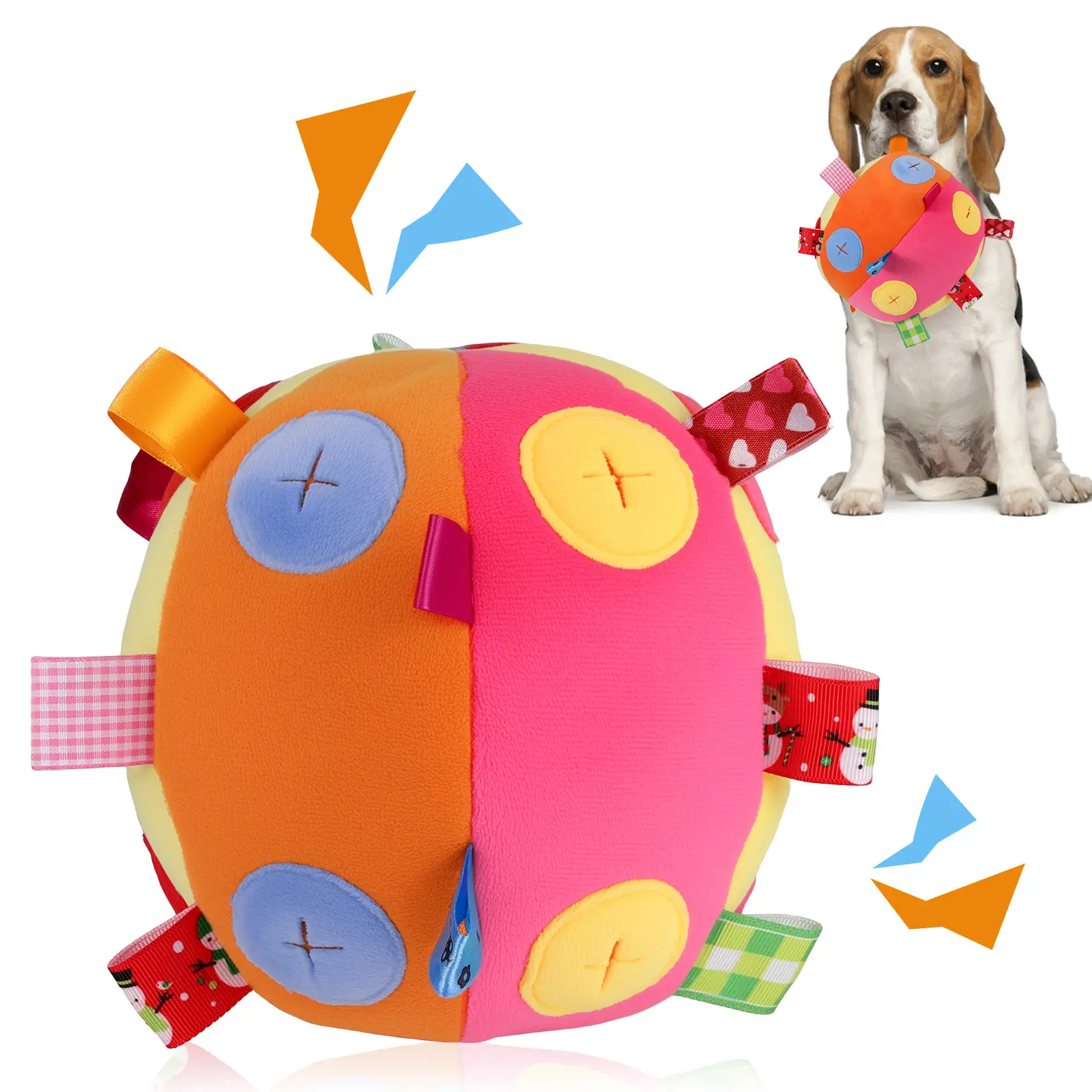 Interactive Dog Snuffle Ball Toy with Bell Slow Feeder Treat Dispenser Puzzle Game for Puppy IQ Training Boredom Relief and Mental Stimulation Busy Enrichment Cotton Fillings Food Hidden Exercise