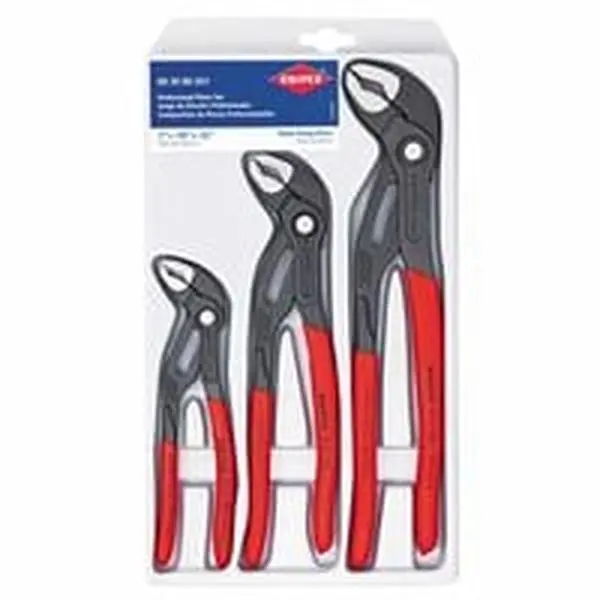 Knipex Cobra Locking Pliers Set - 7 in, 10 in, 12 in Pliers (2.70 lbs), Quick & Easy Push-Button Adjustment, Jaws Grip Any Flat, Round, Square or Hex Shaped Object for Hand Tool Applications, Flat/Round/Square/Hex, Grip Objects