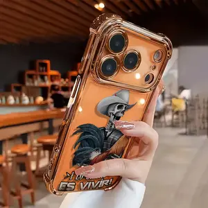 Mexican-style creative big rooster pattern new electroplated transparent TPU airbag shock-proof phone case suitable for iPhone 17 Pro Max 16 15 14 13 12 11 - simple and fashionable shock-proof soft case protection cover, personalized creative protection c