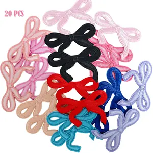 20PCS Elegant Bow Embroidered Patches Iron on Embroidery Appliques Various Color Bow Appliques for DIY on Clothes, Bags, Hats, Socks etc.