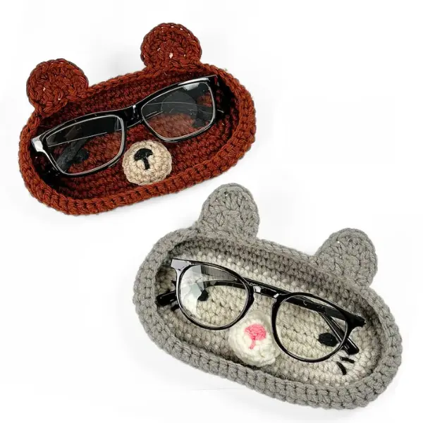 Crochet Eyeglasses Holder Cute Bear & Cat Animal Glasses Holder Crochet Gift Decor