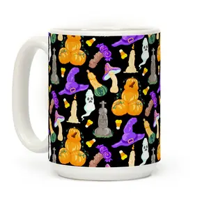 Halloween Peens Pattern Coffee Mug, Graphic Tees, Funny Coffee Mug Gift