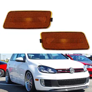 2PCS Amber Lens Front Bumper Side Marker lamps Lights For 2010 2011 2012 2013 2014 VW MK6 Golf GTI,Replace OEM 5K0-945-072 / 5K0-945-071