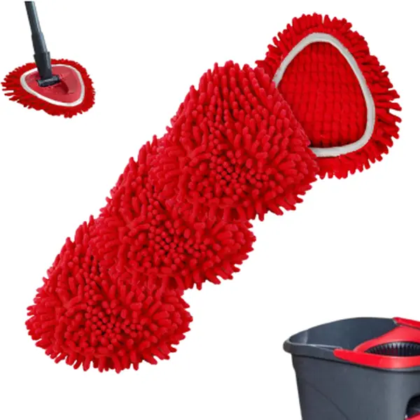 Chenille Duster Mop Head Compatible with O Cedar Mop Easywring 1-Tank System, Microfiber Chenille Mop Pads Spin Mop Refill for Dry & Wet Use, chenille  mop Cleaning Set(4 Pack)