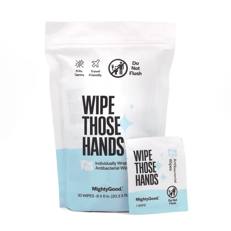 Wipe Those Hands On-The-Go Sanitizing Wipes -1 Pack of 30 Individually Wrapped Wipes - Alcohol & Fragrance-Free - Kills Germs Fast  - Travel Friendly