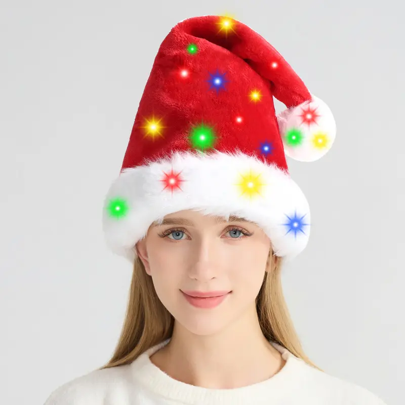 Christmas Hat LED Light Plush Adult Kids Christmas Hat Christmas Party Decoration