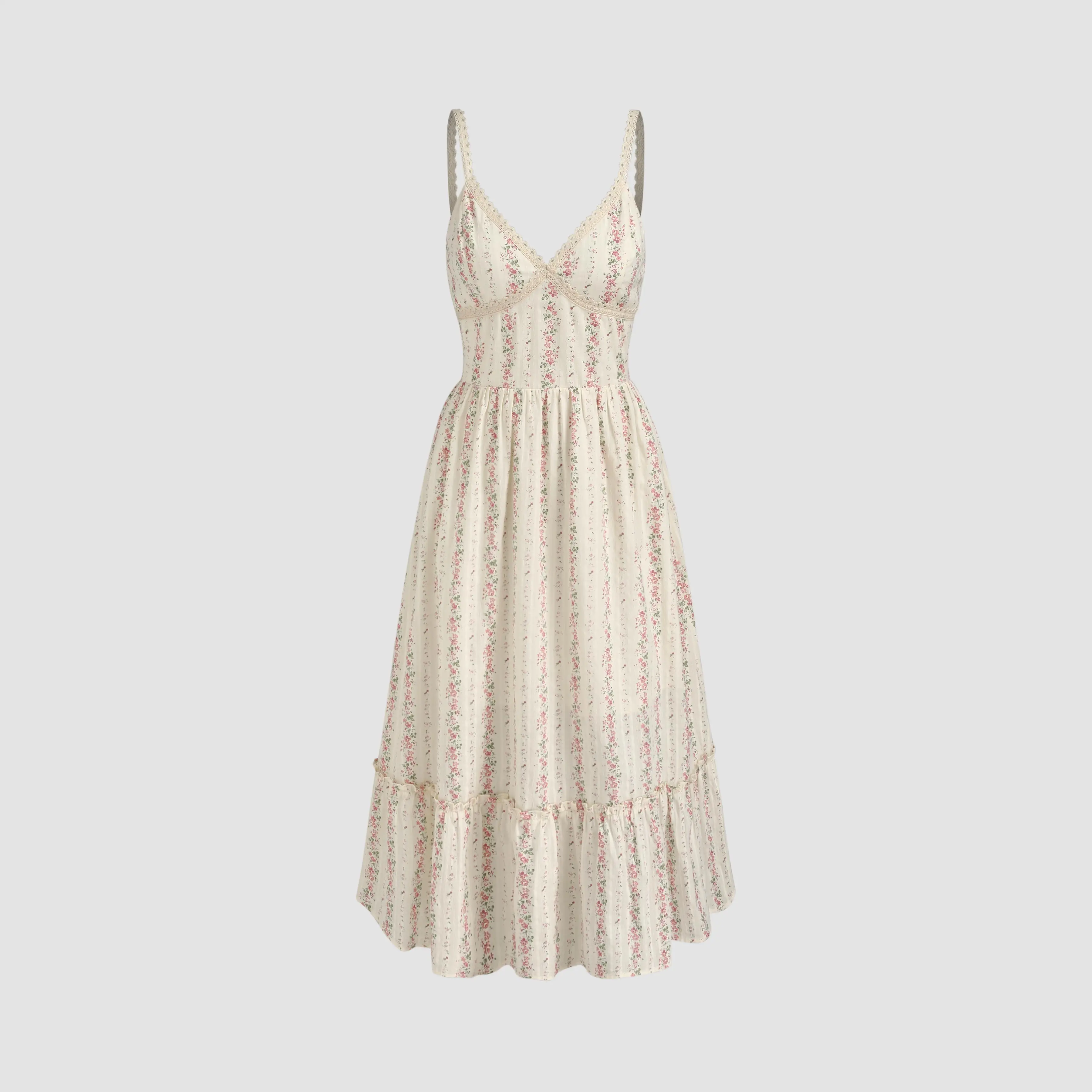Cider Women's Breathable Cotton V-Neck Floral Shirred Maxi Dress with Lace Binding & Double-Lined A-Line Silhouette, Wedding Guest Summer Dress with Flounce Hem for Spring Weddings & Garden Party Events - TikTok Cider Women's Breathable Cotton V-Neck Floral Shirred Maxi Dress with Lace Binding & Double-Lined A-Line Silhouette, Wedding Guest Summer Dress with Flounce Hem for Spring Weddings & Garden Party Events - TikTok