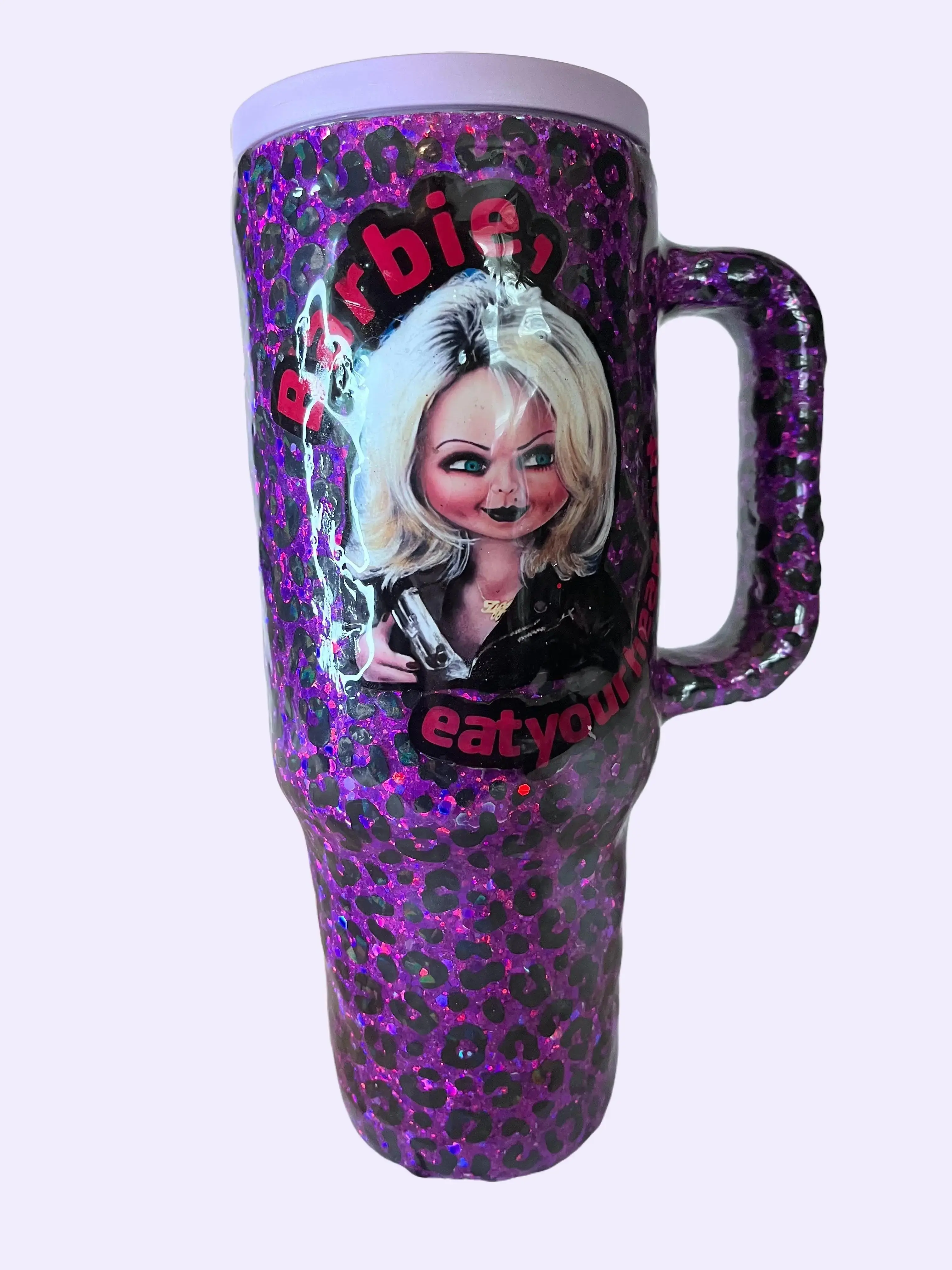 Tiffany Leopard Printed Tumbler (No Handle) - Stylish Aesthetic Drinkware, Water Bottle, Cup with Lid Water Bottle