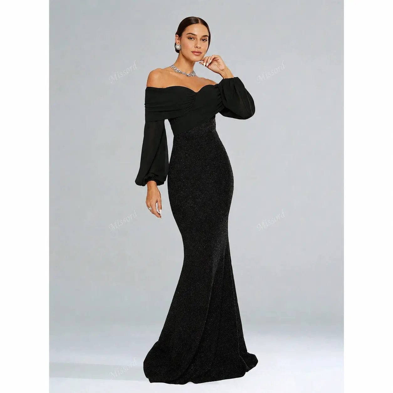 Missord Strapless Mermaid Off Shoulder Maxi Dress RH30667 Fit Formal prom dresses alpine prom dress  mother of the groom dress