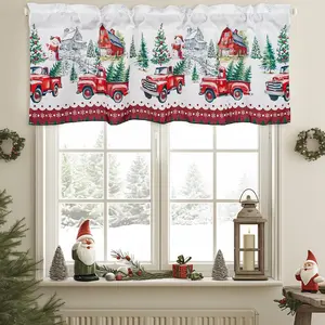 Christmas Kitchen Curtains Red Xmas Window Curtain 54x18 Inch Winter Holiday Window Curtain Valances for Kitchen Bathroom Living Room Decoration