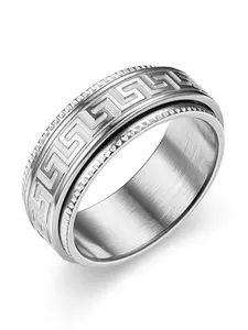 Men's Stainless Steel Ring, Unisex Design, Textured Pattern, Anti-Stress Anxiety Relief Rotating Ring, Spinner Rings, Fashion Couple Jewelry, Daily Casual Wear, Gift for Couples, Perfect Gift