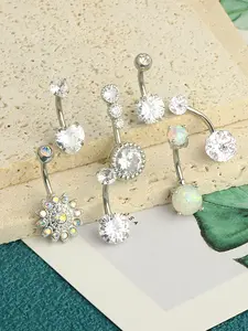 Women's Elegant Rhinestone Decor Belly Rings, Trendy Exquisite Belly Piercing Jewelry, Chic Body Jewelry for Party Decor, Navel Piercing Jewelry
