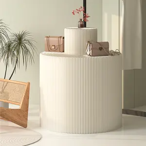 Foldable Cylinder Pedestal Stands, Kraft Paper Display Stand for Store,Wedding,Party,Exhibition,、Plants、Artworks、Jewelry、Multifunctional portable Table for Cake