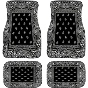 4 Piece Boho Car Floor Mats Vintage Retro Woven Pattern Non Slip Rubber Backing Heavy Duty Washable Rug Interior Accessories for SUV Sedan Truck