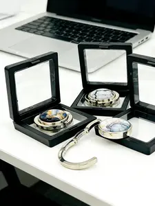 Foldable Handbag Holder Hooks for Women - Portable Purse Organizer Hanger with Marble Patterns, Space-Saving Desk Accessory Gift Set (Elegant Gift Box) - Gifts for Wife, Mom, Friend