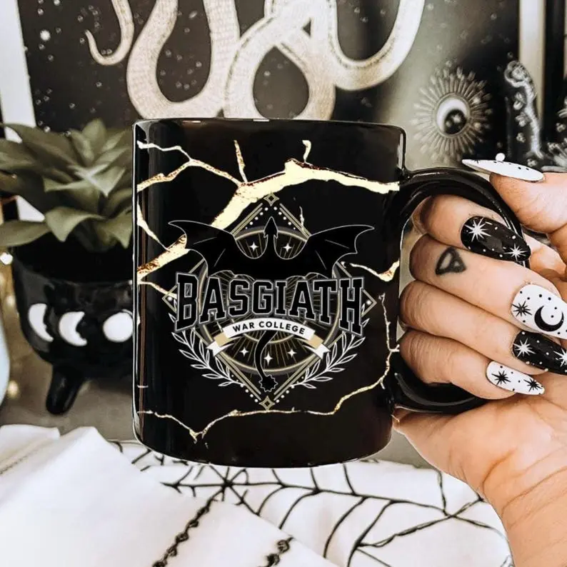 Basgiath Fourth Wing Mug, Dragon Rider Coffee Cup, Gold Marble Effect Mug For Romantasy Readers, Book Lover Gift, Xaden Riorson Fans