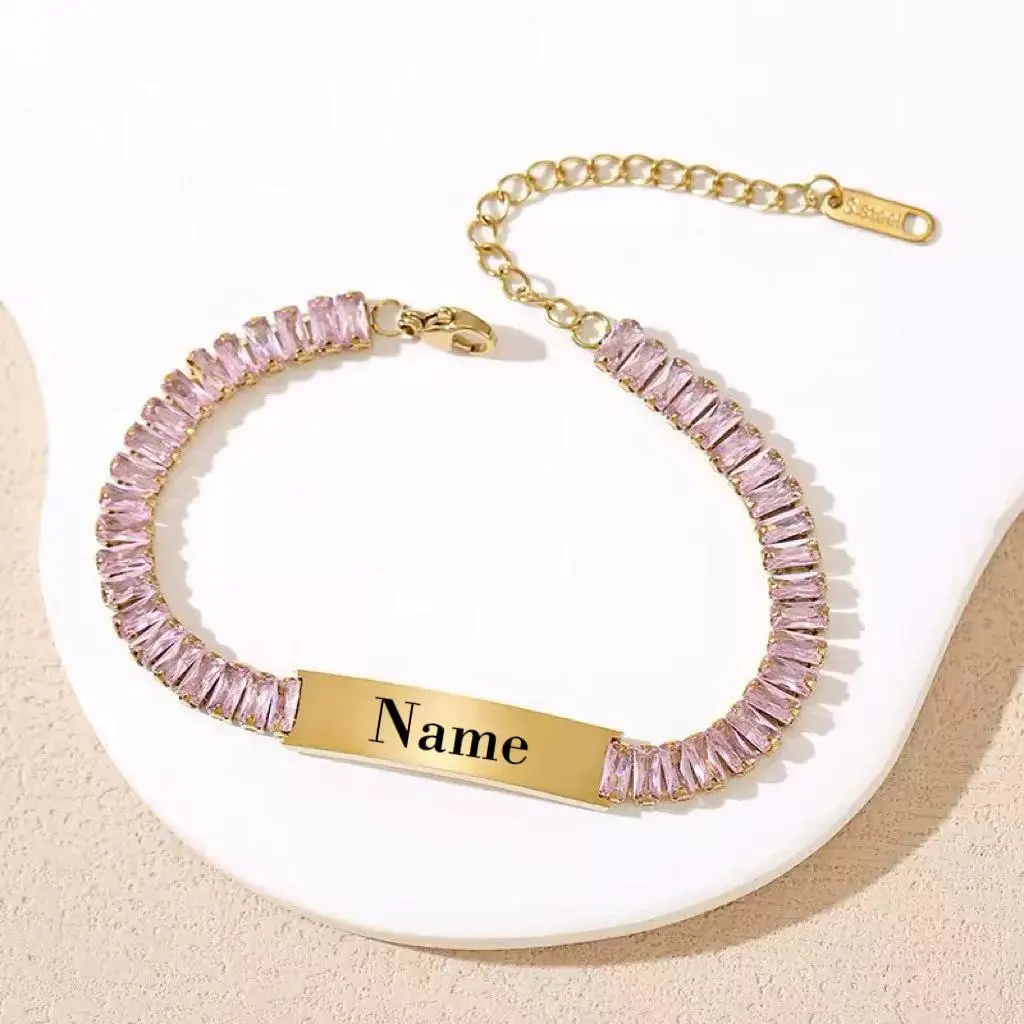Custom Name Bracelet Personalized Engraved Jewelry Gift for Her, Mom, Daughter, Best Friend
