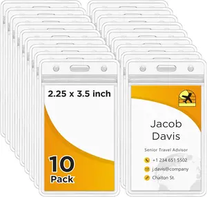 - Vertical ID Badge Holders - 2.25x3.5 Inch, 10 Pack - Clear Name Card Protector with Zipper -  Badges for Work, Conferences, Offices, Schools & Events - Bulk Nametag Holders