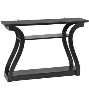 SUPERDEAL Home Entryway Console Table 3-Tier Freestanding Simple Luxury Style Curved Hallway Table Black