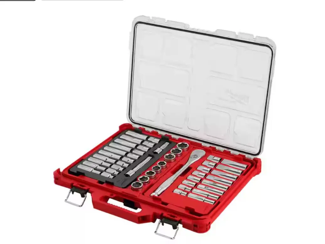 48-22-9487 350 Milwaukee 1/2 in. Drive SAE/Metric Ratchet and Socket Mechanics Tool Set with PACKOUT Case (47-Piece) 045242618934