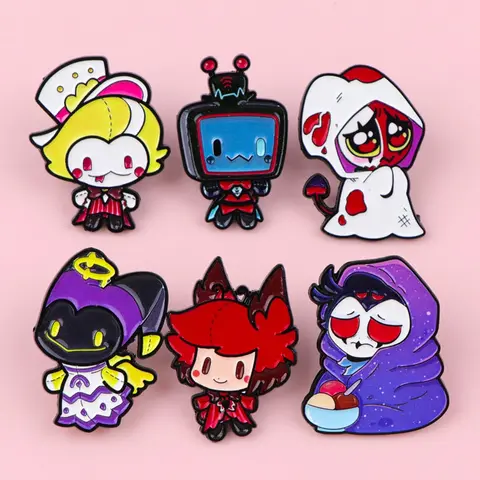 6pcs/set Kawaii Anime Character Enamel Pins, Lapel Pins, Brooches, Punk Cool Design Badges, Unisex Clothing Accessories, Fashion Clothes Accessory, Men Accessories, Styling, Adding A Fun Touch To Backpacks And Clothing, Perfect Gift for Friends Clip