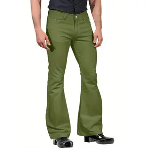 ​ ​   Men's Retro Red Flare Pants - 70s Bell Bottom ​ ​   Menswear Polyester pants men linen pants outfits Fabric pants men linen pants outfits Flared Leg Trousers Beige Plain