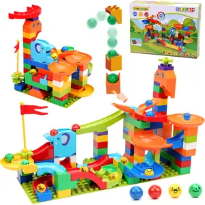 Marble Run Building Blocks: Upgrade Marbles Launcher Set Circular Fun Shot Game Variety Track Parts Compatible with Classic Large Bricks Birthday Gift for Boys Girls Aged 3,4,5,6,7,8+