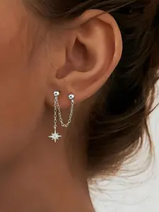 925 Sterling Silver Fashionable Zircon Decorated Earrings, Fashion Jewelry for Party, Daily Clothing Decor, Trendy All-match & Exquisite Jewelry for Birthday Gift, Artificial Zircon Earrings