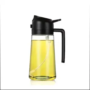 2 in 1 16 oz Glass Oil Dispenser and Spray  Bottle Detachable Kitchen Utensils