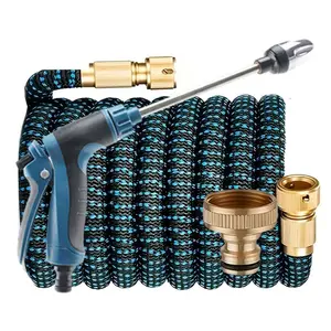 Retractable Garden Hose - Kink-Proof Flexible Water Pipe, Adjustable Spray Mode Nozzle, Metal Connector, Garden Hose Connectors, Retractable Latex Core - Lightweight, Portable and Retractable Hose for Gardening