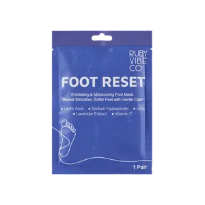 [RUBY VIBE CO] Foot Reset Moisturizing Foot Mask – with Lactic Acid Hyaluronic Acid Urea Lavender Extract - Exfoliating & Softening Foot Masks (2 Pairs)