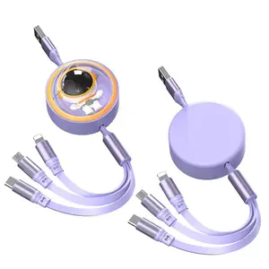 3 in 1 Retractable USB Cable, 1 Count Multipurpose 1M Data Cable, Charging Cable for Android Phone Type C / Micro USB, Multi Charger Cable, Phone Accessories