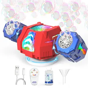 NEW Bubble Machine, RC for Kids Ages over 4,Rechargeable Bubble Maker with 360°Automatic Rotation & 9 LED Light, Bubbles Blower Machine Toys Gifts for Kids, Birthday Parties, Wedding, Indoor, Outdoor Activities,Gifts, Adults, Party Favors, Summer, Wedding
