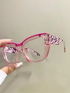 Unisex Cat Eye Glasses, Colorblock Fashion Eyewear, PC Frame, Casual Style, All Seasons Wear, Trending Glasses, Trendy Eyeglasses for Men & Women