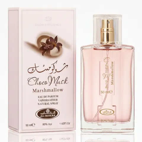 Al Rehab Choco Musk Marshmallow Unisex Fragrance Spray - 50ml (1.65fl.oz) Long Lasting Perfumes, Marshmallow Gourmand Scent with Sweet Musk, Vanilla Perfumes & Chocolate Notes, Mood-Lifting Aroma for Casual Wear