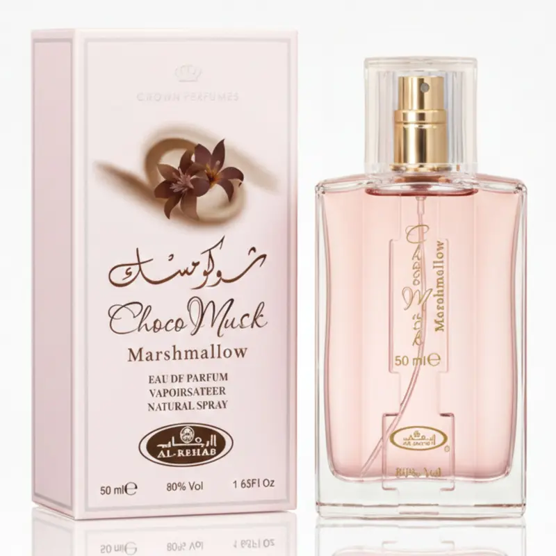 Al Rehab Choco Musk Marshmallow Unisex Fragrance Spray - 50ml (1.65fl.oz) Long Lasting Perfumes, Marshmallow Gourmand Scent with Sweet Musk, Vanilla Perfumes & Chocolate Notes, Mood-Lifting Aroma for Casual Wear