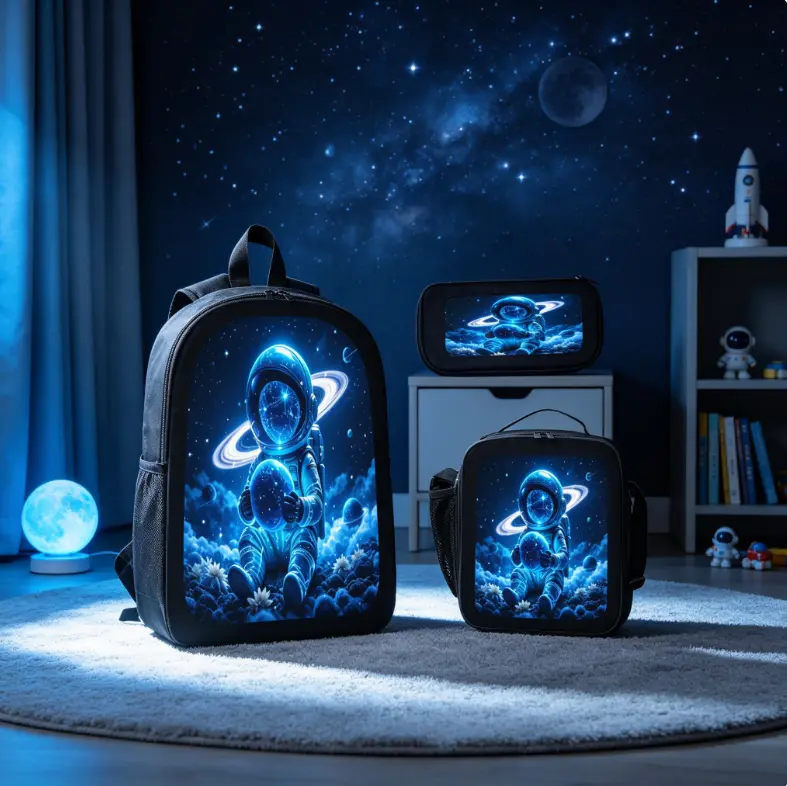 3-Piece Astronaut Space-Themed Backpack Set for Kids and Teens – Featuring Nebula, Planet, and Ball Prints; Extra-Large Capacity; Lightweight; An Ideal Back-to-School Gift for Elementary School Boys and Girls.