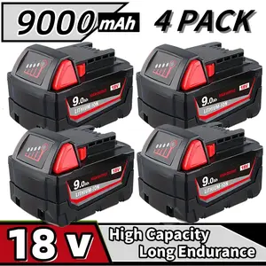 【New Arrivals】M18 2&4&6&8Pack 9000mAh 18V Replacement Battery for milwaukee Replacing batteries with electric tools M-18 Battery Pack Compatible with Milw M-18 9.0Ah Lithium Battery 48-11-1890,48-11-1850, 48-11-1828, Cordless Tools milwaukee battery