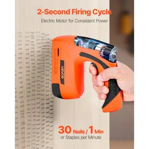 VEVOR Cordless Brad Nailer, 2-in-1 Nail Gun Staple Gun, 18 Gauge 5/8 inch, Battery Powered, with 1000 Pcs Staples and 1000 Pcs Nails, Non-Slip Rubber Grip, for Woodworking, Carpentry and DIY Projects