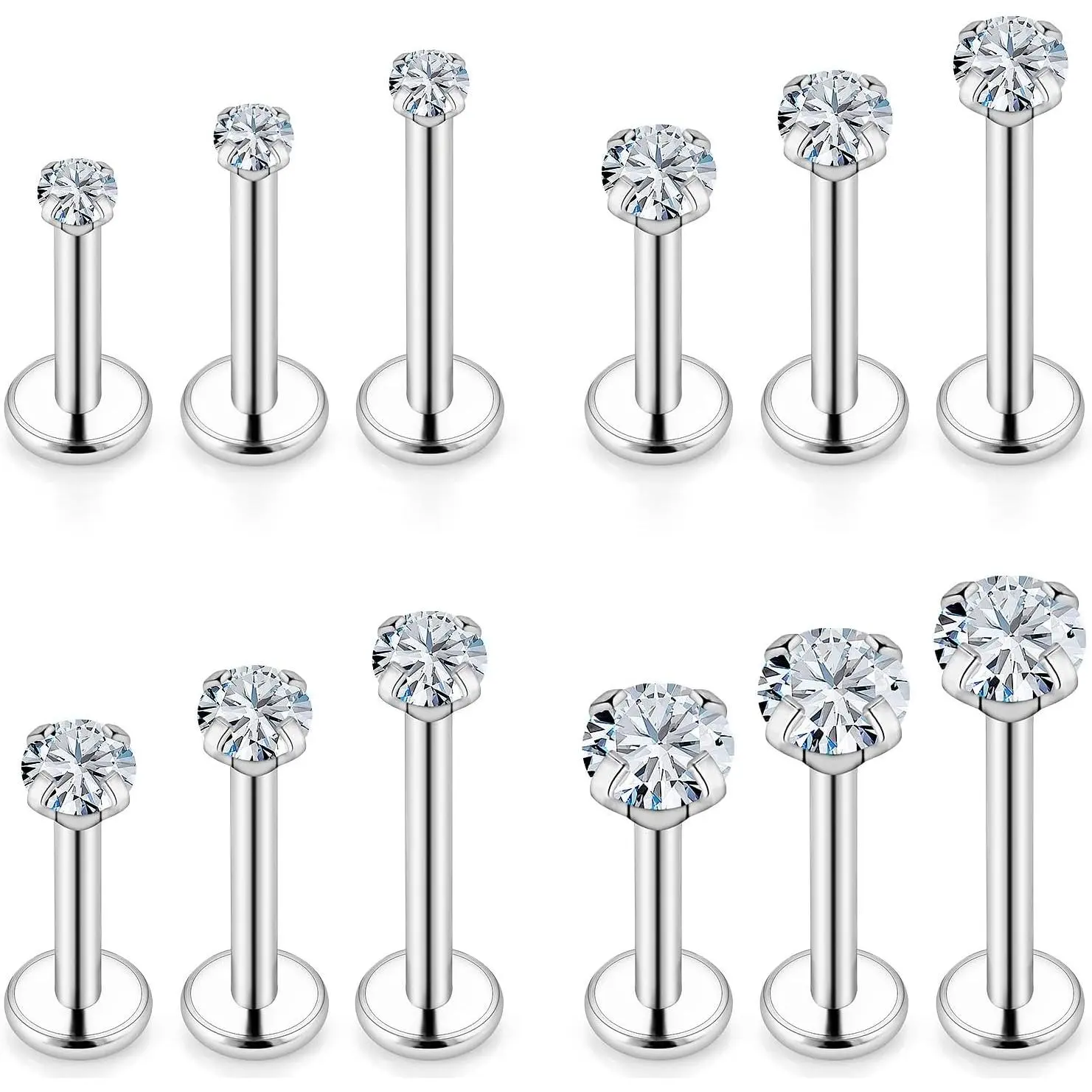 16G Tragus Labret Medusa   Internally Threaded Stainless Steel Conch   Monroe Lip Rings Different Size Cartilage  Helix Earring Stud Bar Length 6mm 8mm 10mm