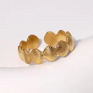 Shell Titanium Ring Female Opening Adjustable Stainless Steel Ring Simple Niche Index Finger Ring